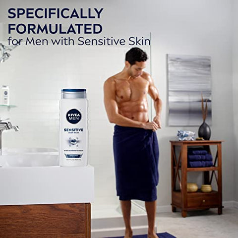 Body Wash Sensitive com Extrato de Bambu – Kit 3 Unidades 500ml - Nivea Men