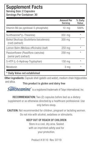 Alpha ThetaUltra PM L Theanine, Passiflora, Melissa, Suporte GABA, Serotonina, Regula Ritmos Circadianos, 60 Cápsulas - Biotics Research