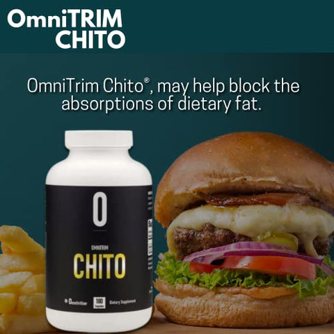 Omnitrition - OmniTRIM Chito – Suplemento Alimentar de Quitosana (Crustáceos) 500mg por Cápsula – 180 Cápsulas