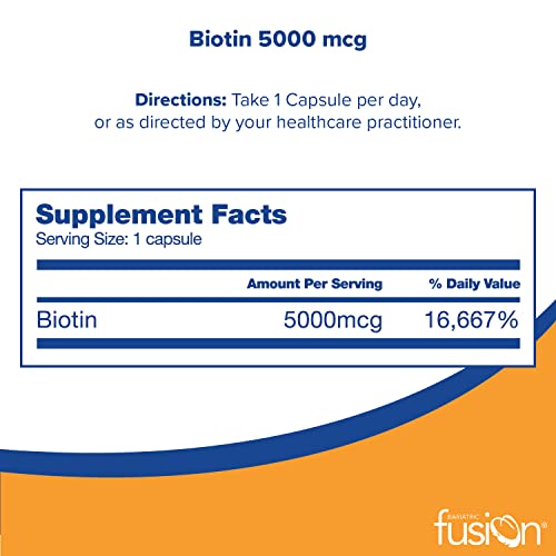 Biotina 5000mcg | Cápsulas Fáceis de Engolir | Suplemento de Biotina para Crescimento Capilar | 90 Unidades | 3 Meses de Fornecimento - Bariatric Fusion