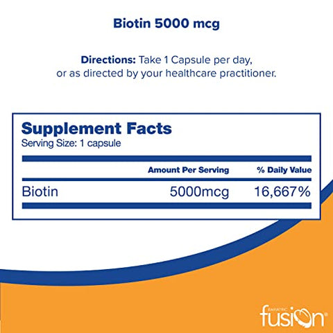 Biotina 5000mcg | Cápsulas Fáceis de Engolir | Suplemento de Biotina para Crescimento Capilar | 90 Unidades | 3 Meses de Fornecimento - Bariatric Fusion