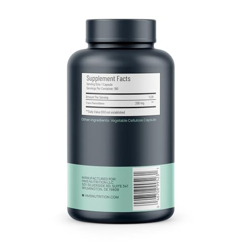 HMS Nutrition - Potente Trans-Pterostilbeno – 200mg, 180 Cápsulas Veganas – Antioxidante – Sem Glúten, Soja