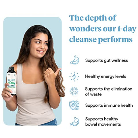 Atlantic Naturals - Desintoxicação Completa do Corpo com Sea Moss 1 Day Cleanse | Apoio Intestinal, Renal, Hepático, Imunológico e Energético | 240 ml