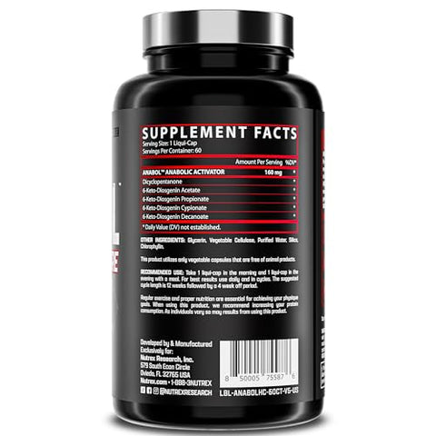 Anabol Hardcore – Ativador Anabólico, Construtor Muscular e Agente de Fortalecimento – 60 Cápsulas - Nutrex Research