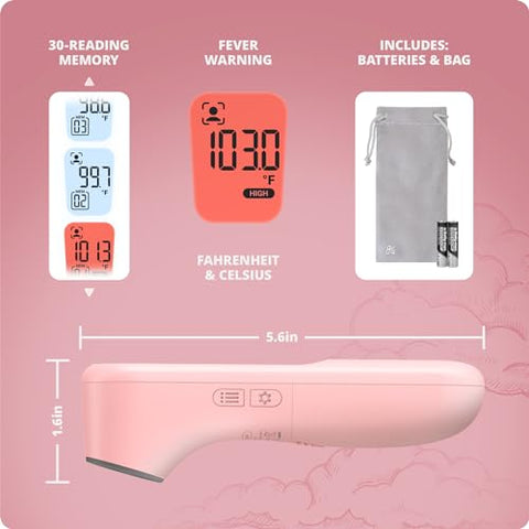 Termômetro Digital Infravermelho Greater Goods – Testa para Crianças e Adultos, Rosa Blush