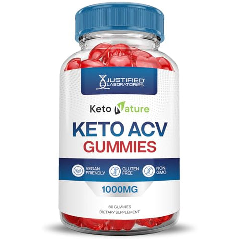 Justified Laboratories - Keto Nature Gummies ACV Avançado 1000MG Fórmula Avançada de Maçã com Vinagre de Maçã Ketonature Gummies Formulados com Romã e Beterraba em Pó B12 Vegano Não GMO 60 Gummys