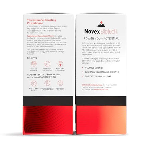 TestroVax MAX – Multivitamínico Diário de Testosterona – Suplementos Alimentares para Aumentar a Testosterona e Ganhar Força, 60 Cápsulas, Fornecimento de 30 Dias - Novex Biotech