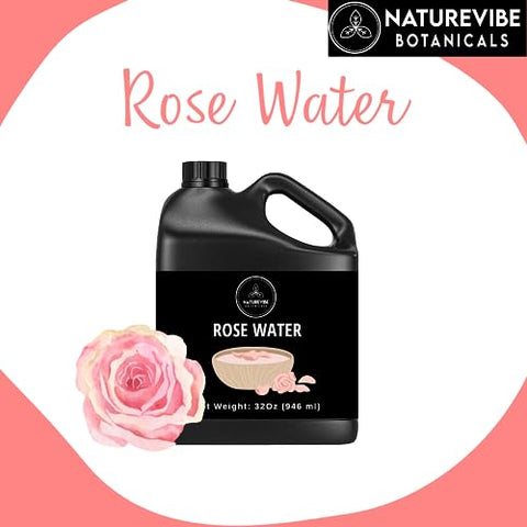Água de Rosas 946 ml | 100% Pura e Natural | Ótima para Cuidados com a Pele e Cabelo - Naturevibe Botanicals