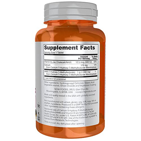 Sports Nutrition, HMB Double Strength 1,000 mg – 90 Tablets | Nutrição Esportiva, β-Hidroxi β-Metilbutirato | Marca NOW Foods - NOW Foods