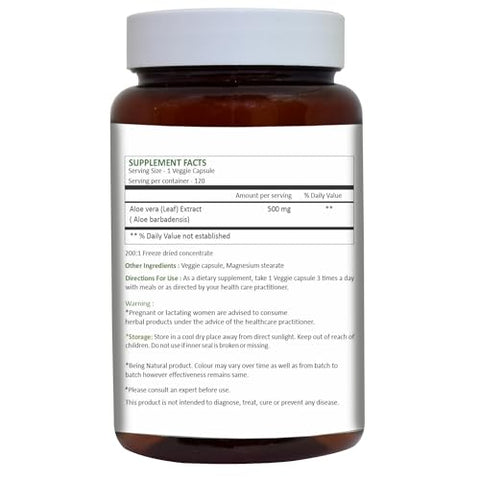 Cápsulas de Aloe Vera (Aloe barbadensis) | 120 Cápsulas (500 mg) | Pó Liofilizado de Aloe Puro, Alta Concentração, Suporte ao Bem-Estar Geral | HERBAL HILLS - HERBAL HILLS