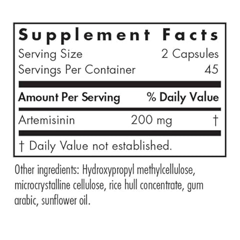 Artemisinina Allergy Research Group – Suporte para o Trato Gastrointestinal, Qinghaosu Puro de Artemisia annua, Livre de Tujona, Cápsulas Vegetarianas – 90 Unidades