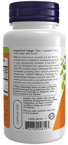 Suplementos, Complexo de Mirtilo (Vaccinium myrtillus) 80 mg com Beta-Caroteno – 100% Natural e Potente - NOW Foods
