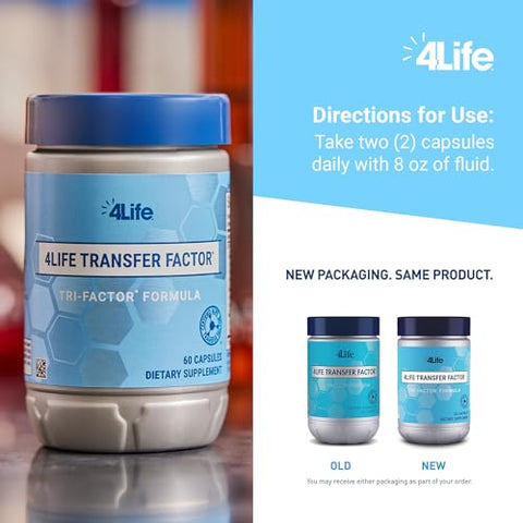 Transfer Factor Tri-Factor Formula – Suporte ao Sistema Imunológico com Extratos de Colostro Bovino e Gema de Ovo de Galinha – 60 Cápsulas - 4Life