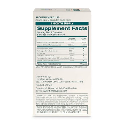 Focused Mind com Ashwagandha e Bacopa – Melhore sua Concentração e Foco Mental | 60 cápsulas | 100% Natural - Himalaya