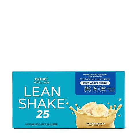 Total Lean Shake 25 – Banana Cream – 12 Garrafas | Emagreça com Saúde | 25g Proteína por Porção - GNC