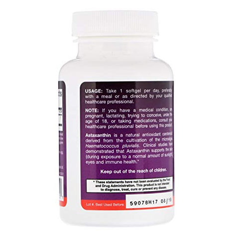 Astaxanthin 12 mg – Suporte Antioxidante para Saúde Imunológica e Ocular – 60 Softgels, 60 Dias de Fornecimento - Jarrow Formulas