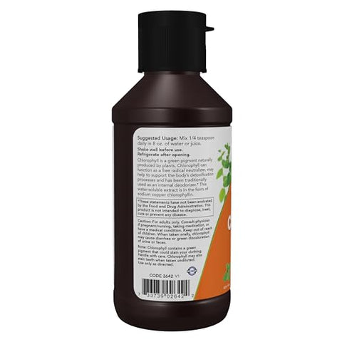 Suplementos, Clorofila Líquida Extra Forte de Hortelã, Desodorizador Interno*, Promove Limpeza - NOW Foods