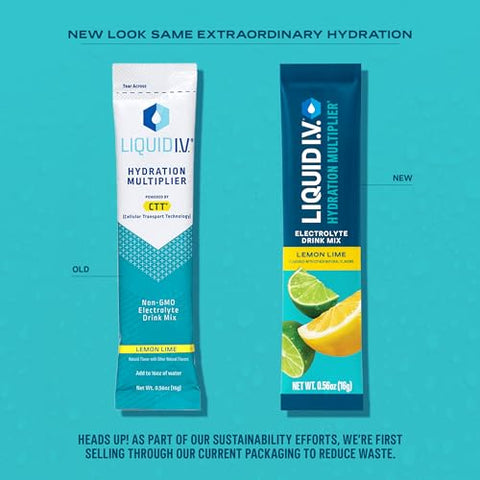 Hydration Multiplier® – Limão Lima – Sachês de Pó Hidratante | Mistura em Pó de Bebida com Eletrólitos | Prático e Individual | Não-OGM | 16 Porções (Pacote com 3) - Liquid I.V.