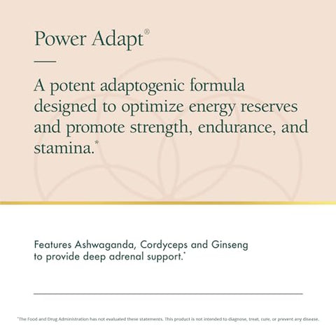 Power Adapt – Suporte Profundo para Adrenais e Sistema Endócrino – Com Ashwagandha, Ginseng, Rhodiola Rosea e Cordyceps (60 cápsulas) - Natura Health Products