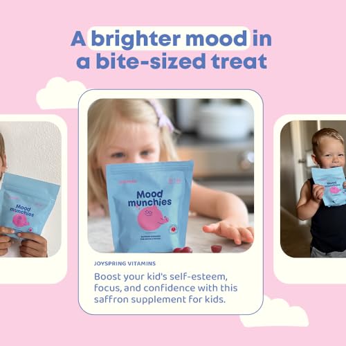 Gummies de Açafrão JoySpring para Crianças | Extrato de Açafrão com Suplementos de Gaba oferecem Suporte ao Humor e Acalmam Birras | Gummies sem Açúcar