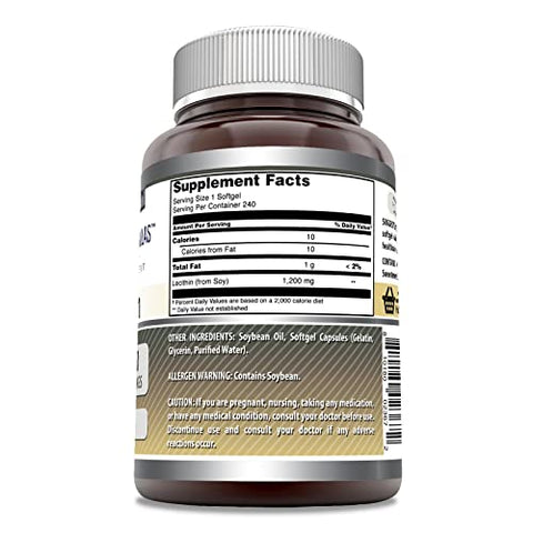 Amazing Nutrition - Amazing Formulas Lecitina 1200mg Alta Potência 240 Softgels | Não-OGM | Sem Glúten | Comprar Online