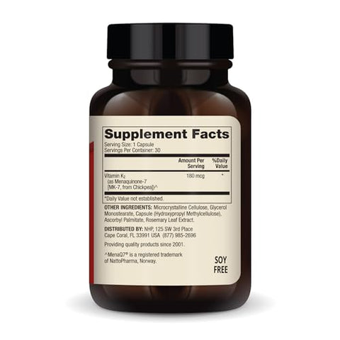 Vitamina K2, 30 Porções (30 Cápsulas), 180 mcg MK-7 Por Cápsula, Suplemento Alimentar, Promove Função Arterial Saudável, Não-OGM - Dr. Mercola