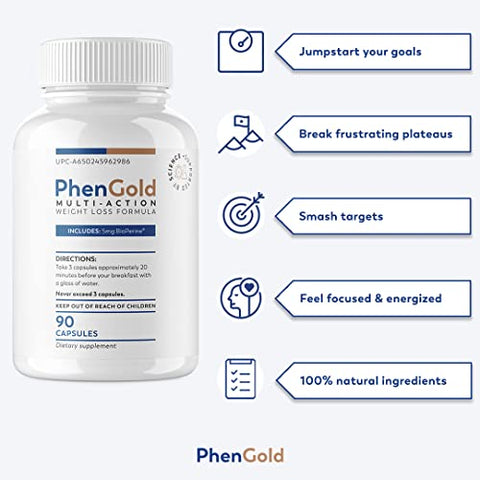 PhenGold - Pills Green Tea: Fórmula Original de Gerenciamento de Peso Multi-Ação com Chá Verde