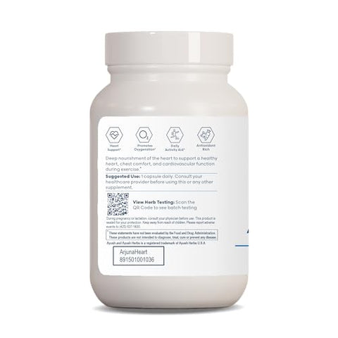 Arjuna Heart – Suporte Herbal Ayurvédico, Suplemento de Arjuna e Magnésio, 90 Cápsulas Vegetarianas - Ayush Herbs