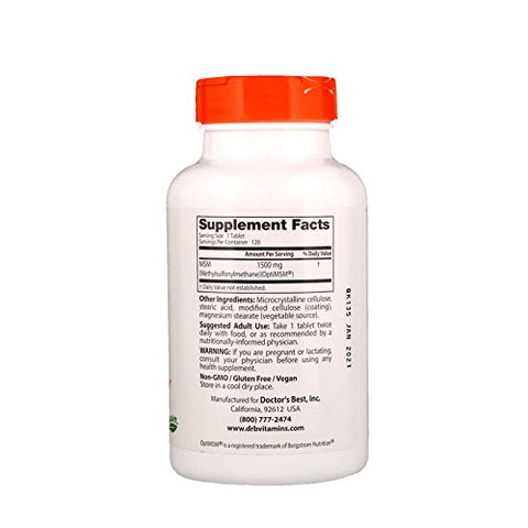 Dr.Best - Doctors Best Best MSM – 120 ct (Pacote com 2) – Melhor MSM para saúde das articulações e bem-estar – 240 cápsulas – Compre agora!