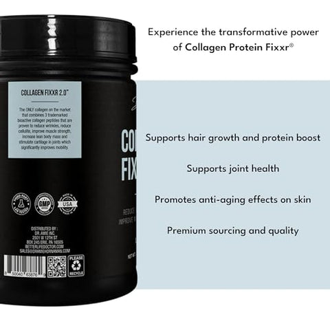 Fixxr - Colágeno 2.0 Dr. Amie | 3 Peptídeos Bioativos de Colágeno | Sem Sabor 30 Porções