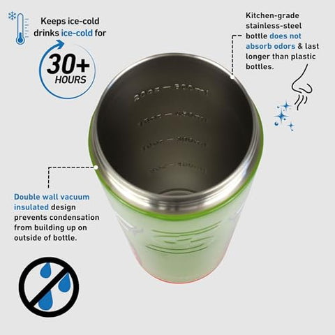 Garrafa Shaker em Aço Inoxidável | 26oz, Bomber | Mantém-se Gelado por 30 Horas | Copo Isolado com Agitador de Rosca | Copo Shaker sem Odor para Shakes de Proteína, Água - Ice Shaker