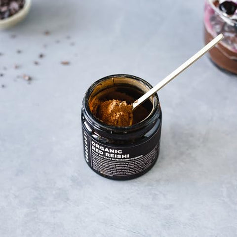 Reishi Orgânico em Pó Dual Extract 30 Porções – 18% Beta-glucanos – Suporte à Imunidade – Ganoderma Lucidum – Lote Pequeno – Cultivado de Forma Sustentável na Europa – Vegano – Não-OGM - Erbology
