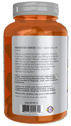 Sports Nutrition Tribulus Terrestris 1,000 mg – Suplemento para Saúde Masculina – 180 Comprimidos - NOW Foods