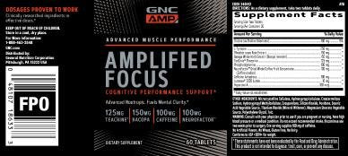 AMP Amplified Focus – 60 Tablets, Potencializa a Clareza Mental – Marca GNC - GNC