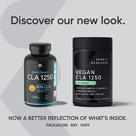 Vegan CLA 1250mg com Ácido Linoleico Conjugado Ativo para Homens  – 60 cápsulas - Sports Research