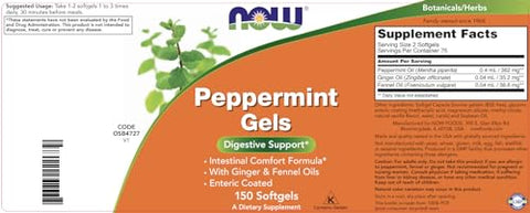 NOW Foods - Now Peppermint Gels com Óleo de Gengibre e Óleo de Funcho, 150 Softgels (Pacote com 2), Revestimento Entérico