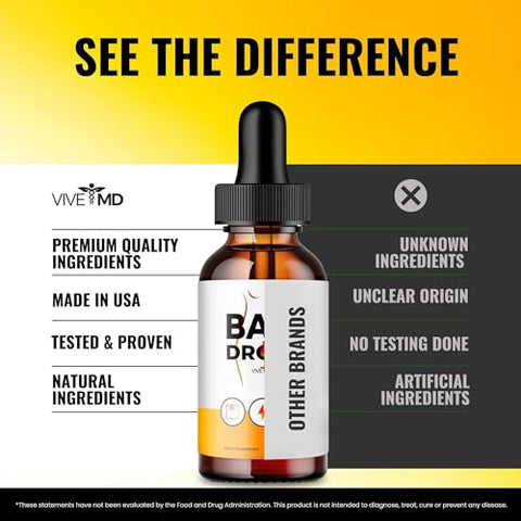 VIVE MD - Bari Drops Extract Líquido Keto Drops Fórmula Natural – Máxima Potência, Suporte Vitamínico para Saúde e Fitness, Bari Liquid Drops para Bem-Estar Geral, Baridrops, Bari