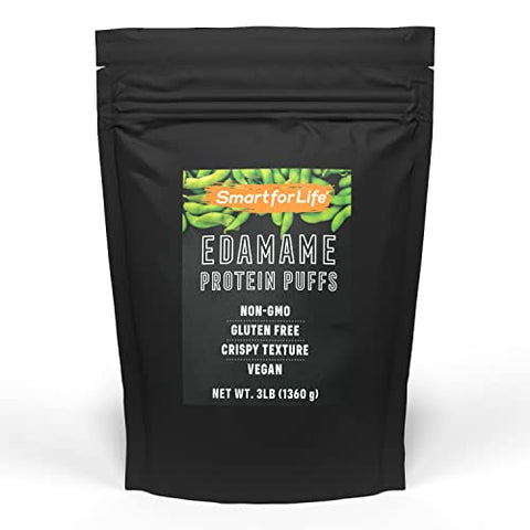 Puffs de Proteína de Soja de Edamame – Snacks de Proteína Zero Açúcar – 20g de Proteína – Não-OGM, Sem Glúten – Caixa de 3 Libras – 53 Porções - Smart for Life