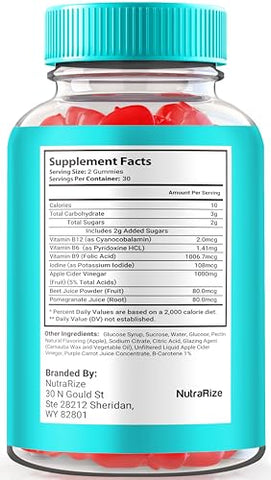 NutraRize - Leaf Keto ACV Gummies – Gomas de Maçã com Vinagre de Maçã para Keto, 60 Gomas