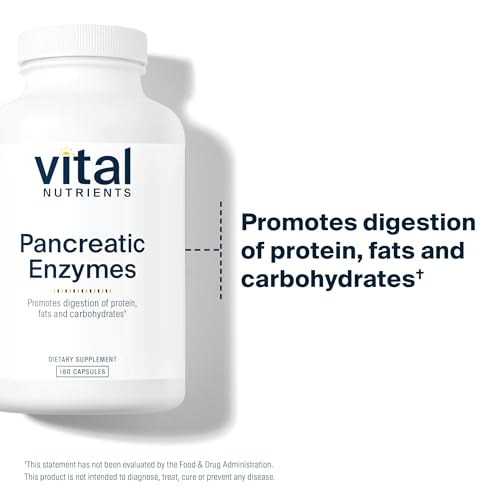 Enzimas Pancreáticas 1000mg (Força Total) | Suplemento Digestivo com Pancreatina, Protease, Amilase | 100% Eficaz - Vital Nutrients
