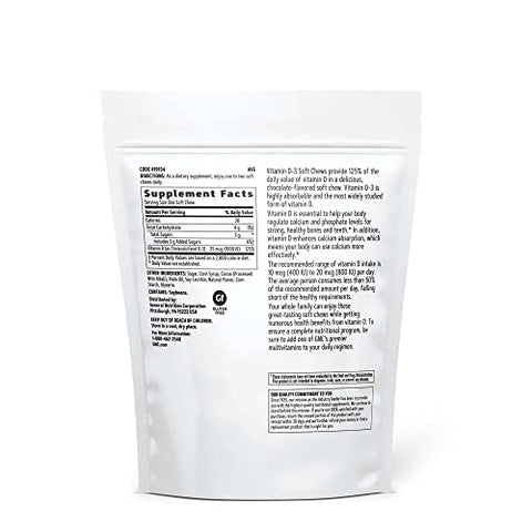 Vitamin D-3 Soft Chews 1000IU sabor Chocolate – Embalagem Dupla | GNC Brasil - GNC