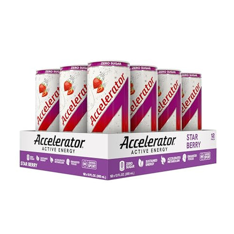 Accelerator Star Berry Energy Drink, Lata de 355 ml (Pack com 12 unidades) - A SHOC