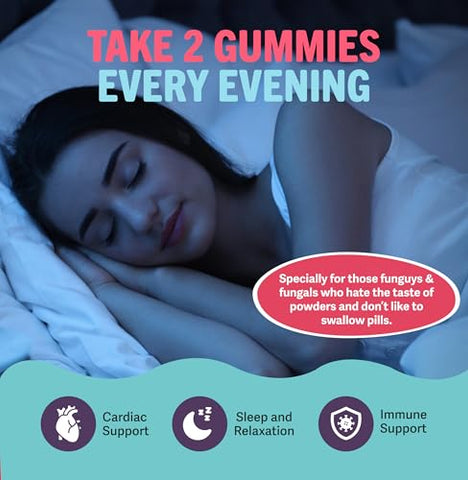 mushie - Mushie Gummies Orgânicos de Reishi – 60 Gummies, 2000mg de Cogumelos Reishi – Estresse, Relaxamento, Sono, Saúde Cardiovascular e Imunidade com Vitamina D – Vitaminas Veganas e Livres de Glúten