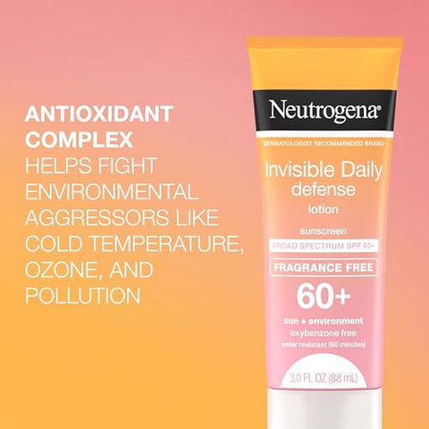 Protetor Solar Neutrogena Invisible Daily Defense FPS 60, Livre de Fragrância e Oxybenzone, 100ml