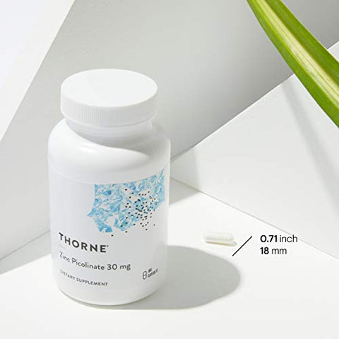 THORNE - Thorne Zinc Picolinate 30 mg – Suplemento de Zinco de Alta Absorção para Crescimento e Função Imunológica – 180 Cápsulas