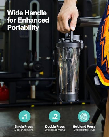 BUZIO - Buzio Garrafa Misturadora Elétrica de Proteína, 24 oz Garrafa Liquidificadora de Shake, Garrafas Liquidificadoras Recarregáveis por USB para Misturas de Proteína, Copos Misturadores, Garrafas Esportivas Portáteis Grandes Feitas com