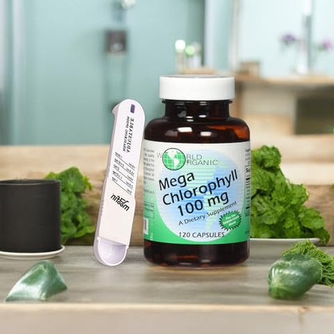 moofin - Cápsulas de Clorofila 100mg + Colher Medidora – Suplemento Herbal Detox, Rico em Magnésio, Vegetariano – Pacote com 2