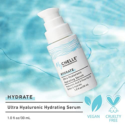 MyChelle Dermaceuticals - MyCHELLE Dermaceuticals Ultra Hyaluronic Hydrating Serum – Hidratação Intensa para Pele Seca com Ácido Hialurônico Vegano, Ajuda a Preencher a Pele e Reduzir a Aparência de Linhas Finas – 30ml