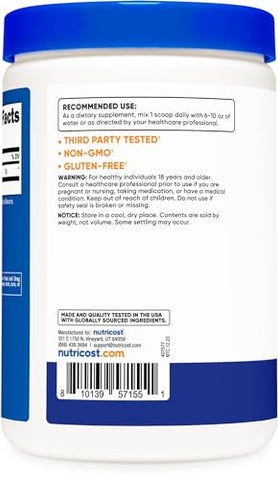 D-Aspartic Acid (DAA) em Pó 300g (Sabor Framboesa Azul) – Suplemento em Pó de Ácido D-Aspártico Aromatizado - Nutricost