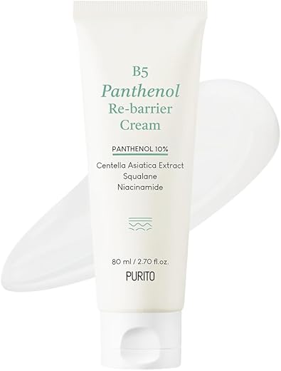 B5 Creme Re-barreira de Panthenol 80ml, Hidratante Rico com 10% de Panthenol para Fortalecer a Barreira da Pele, Sem Silicones, Sem PEG, Sem Óleos Essenciais - PURITO